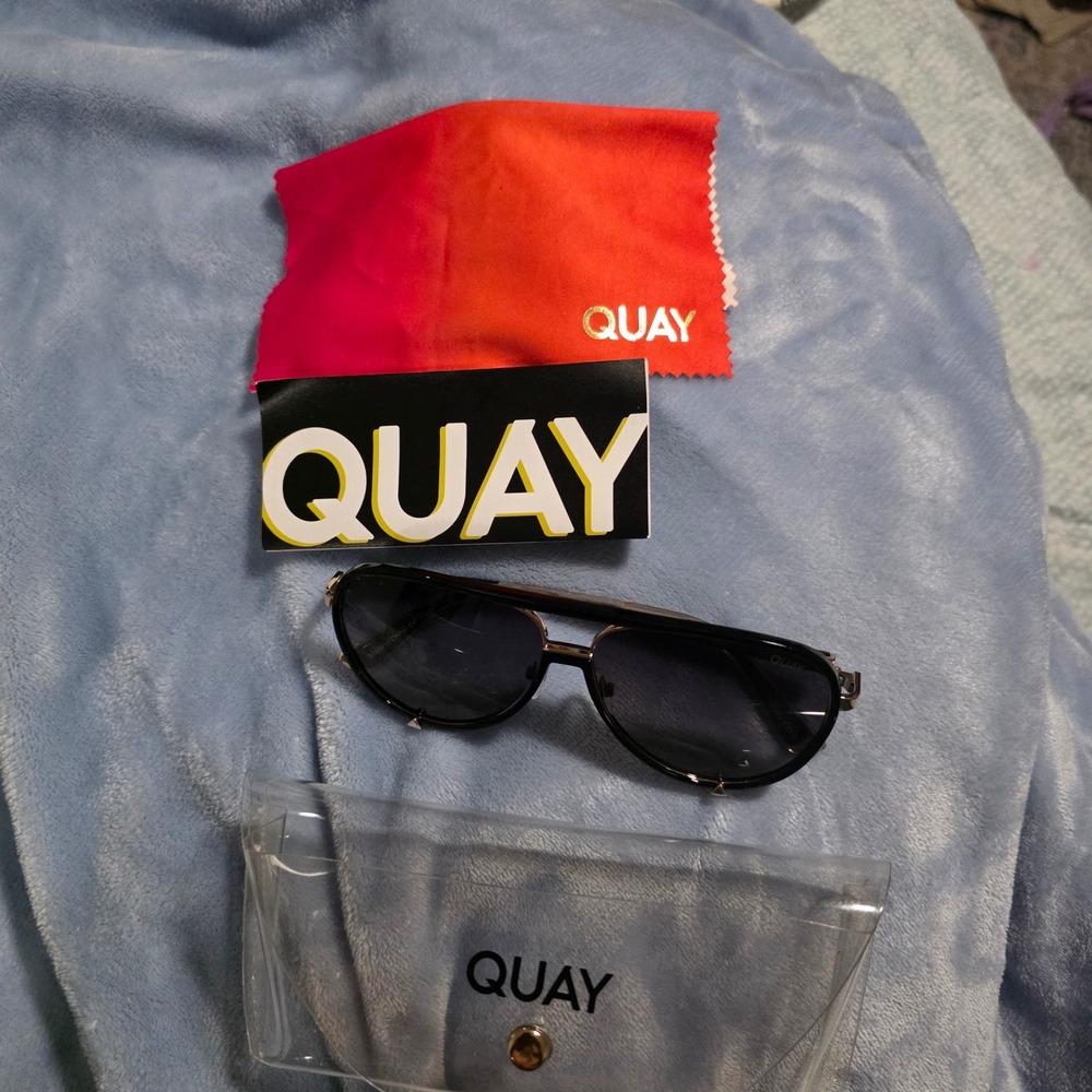 Quay Australia High Profile Polarized Aviator Sunglasses Black Gold 126mm